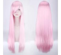 Wig for Carnival Nightlife CluI Party Dress Up Wig Cosplay Wig Universal 80Cm Color Long Straight Hair Style For Men And Women Universal Straight Hair Color:Zf80-018 Water Pink (Rose Net)