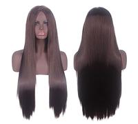 Wig for Carnival Nightlife CluI Party Dress Up Wig Cosplay Wig Universal Mid-Point Scalp Black Long Straight Hair 80Cm Anime Wig Color: Dark Brown Mid-Point