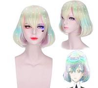 Wig for Carnival Nightlife CluI Party Dress Up Wig Country Laser Colorful Mary Su Mixed Color Cosplay Wig