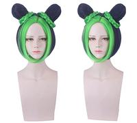 Wig for Carnival Nightlife CluI Party Dress Up Wig Jojo'S Bizarre Adventure Empty Strip Xu Lun / Xu Xu Cosplay Wig Red Yellow Blue Green Color: Pl-397 (Green Ink Blue)