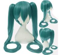Wig for Carnival Nightlife CluI Party Dress Up Wig Miku Senbon Sakura Hatsune Snow Hatsune Sakura Hatsune Albino Hatsune Kamomori Sanae Cosplay Wig Color: Cy120-15 (Dark Green)