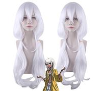 Wig for Carnival Nightlife CluI Party Dress Up Wig Projection On Breaking V3 Night Chang Anjie Cosplay Wig Pure White 70Cm Curly Hair Tie