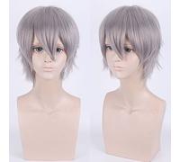 Wig for cos wig juvenile reverse warped short hair color universal men's wig cosplay anime wig color:PL-002-26#浅灰