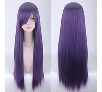 Wig for cosplay wig universal 80cm color long straight hair style men and women universal straight hair color:ZF80-015 black and purple (rose net)