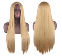 Wig for Cosplay Wig Universal Split Scalp Black Long Straight Hair 80CM Anime Wig Color:Gold