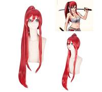 Wig for Fairy Tail Erza Scarlet for Women 100 cm Long Straight Heat Resistant Sintético Hair Wig Anime Cosplay Wig Red