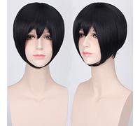 Wig for Fashion Trend For Daily Use Cosplay Wig Multicolor Universal Face Short Hair Msn Black And White Short Hair Bobo Headgear Wig Color: K047-4 Natural Black
