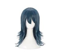Wig For Fire Emblem: ThreeHouses Byleth Cosplay Wigs Blue Straight Heat Resistant Synthetic Hair Wig + Wig Cap LongWig