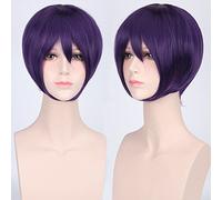Wig for Halloween Fashion Christmas Party Dress Up Wig Cosplay Wig Multicolor Universal Face Short Hair Msn Black And White Short Hair Bobo Headgear Wig Color:K047-16 Black Purple