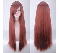 Wig for Halloween Fashion Christmas Party Dress Up Wig Cosplay Wig Universal 80Cm Color Long Straight Hair Style Men And Women Universal Straight Hair Color:Zf80-019 Brown Red (Rose Net)