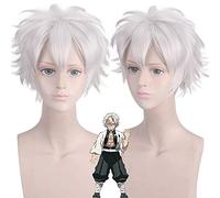 Wig for Halloween Fashion Christmas Party Dress Up Wig S Blade Immortal Chuan Shiya Silver Grey Exploding Head Turned Up Short Hair Cosplay Wig