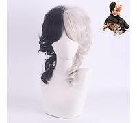 Wig for Increase Hair Volume after chemioterapiy Black And White Witch Kuila's Mid-Point Bangs Hair Yin and Yang Head Short Curly Hair Cos Wig