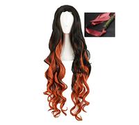 Wig For Kimetsu no Yaiba Kamado Nezuko Cosplay Wigs Heat Resistant Synthetic Hair Wig + Wig Cap+ Bamboo Props Sealing Stick WigAndStick1