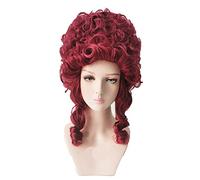 Wig For Marie Antoinette Cosplay Wigs Princess Medium Curly Heat Resistant Synthetic Hair Wig + Wig Cap OneSize Red