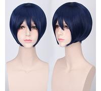 Wig for Perfect for everyday parties Cosplay Wig Multicolor Universal Face Short Hair Msn Black And White Short Hair Bobo Headgear Wig Color:K047-13 Indigo Blue