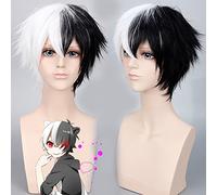 Wig for Props Matching Performance Modeling Cos Wig Projectile On Breaking Two-Color Gradient Anti-Twisted Black And White Bear Anthropomorphic Anime Wig