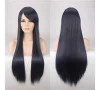 Wig for Props Matching Performance Modeling Cosplay Wig Color Anime Wig Long Hair Style Headgear 80Cm Straight Hair Color: 80Cm Black Blue K026-5