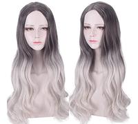 Wig for Props Matching Performance Modeling Models Of Wigs Female Long Curly Hair Centered Big Wave Dyeing Wig Set Black Gradient Silver White