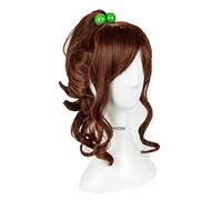 Wig For Sailor Jupiter Kino Makoto Cosplay Wig Short Brown Ponytail Heat Resistant Synthetic Hair Wigs + Wig Cap + Hair Rope OneSize WigandGreenRope