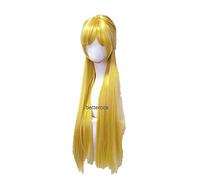 Wig For Sailor Venus Cosplay Wig Minako Aino Cosplay Wigs Golden Long Straight Heat Resistant Synthetic Hair Wigs + Wig Cap + Red Bow OneSize OnlyWig