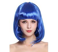 WIG ME UP- 0073-3-PC3 Peluca Mujer Carnaval Halloween Disco Party Corto Longbob Bob Flequillo Azul