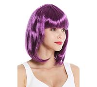 WIG ME UP- 0073-3-ZA54 Peluca Mujer Carnaval al Hombro Bob Largo Pelo Liso Flequillo Lila