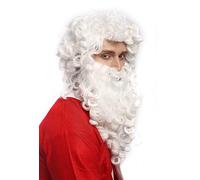 WIG ME UP- 01-A + B-P60 Peluca y Barba: Santa Claus Papá Noel Nicolás profeta Dios Blanco