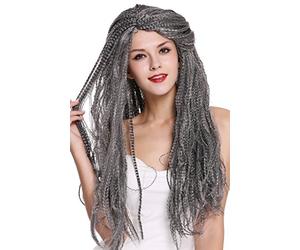 WIG ME UP- 09428-ZA103/ZA68A Peluca Mujer Hombre Carnaval Halloween Larga voluminosa Mezcla Gris Negro Viejo Mago Bruja Brujo Hippie