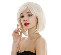 WIG ME UP - 1215-303/220 Peluca para mujeres bob largo pelo corto dividido por una raya con flecos mezcla rubia clara