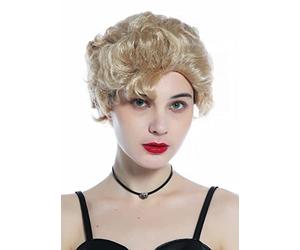 WIG ME UP - 215222-FR82A Peluca mujeres hombres carnaval pelo corto rubio rizado retro tupé