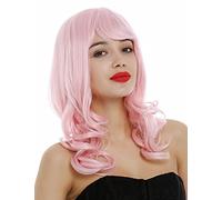 WIG ME UP - 3001-T2333 peluca para mujeres larga rizos pelo ondulado flequillo cosplay color rosa