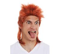 WIG ME UP- 31910-FR14B Peluca Carnaval Hombres Melena Mullet farru Erizo los años 80 Rojo cobrizo