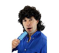 WIG ME UP- 3751-P1 Peluca Hombres Carnaval Halloween Rizado de Color Negro Popstar kinki