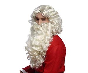 WIG ME UP- 46-A + B-ZA613 Peluca y Barba Navidad Papá Noel Santa Claus Dios Rubio Claro Rubio Blanco