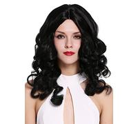 WIG ME UP- 6069-1B Peluca mujer calidad Cosplay dama noble largo tirabuzones barrocos raya medio negro