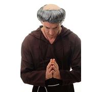 WIG ME UP- 68503-P103/68 Peluca Hombres Carnaval Viejo Monje Calvo tonsura Gris Abad época Medieval
