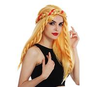 WIG ME UP- 69055A-P35 Peluca Carnaval Mujeres Pelo Largo Rubio Trenzado Fantasy sierva Princesa Edad Media