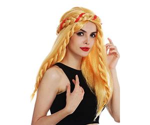WIG ME UP- 69055A-P35 Peluca Carnaval Mujeres Pelo Largo Rubio Trenzado Fantasy sierva Princesa Edad Media