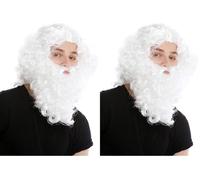 WIG ME UP- 8115 B-P68 Peluca Barba Set Blanco eremita ermitaño bárbaro profeta Moisés Noé Mago hechicero (Paquete de 2)