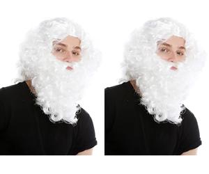 WIG ME UP- 8115 B-P68 Peluca Barba Set Blanco eremita ermitaño bárbaro profeta Moisés Noé Mago hechicero (Paquete de 2)
