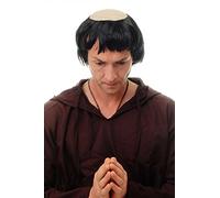 WIG ME UP- 90776-ZA103 Peluca Hombres Carnaval Viejo Monje Calvo tonsura Negro Abad época Medieval