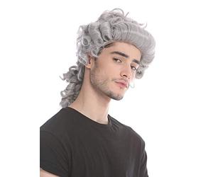 WIG ME UP- 91019-ZA68E Peluca Hombres Carnaval Halloween Barroco Renacimiento Gris Trenza Noble príncipe