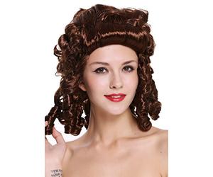 WIG ME UP- 91022-ZA33 Peluca Mujer Carnaval Barroco Renacimiento castaño rizos Reina María Antonieta Princesa