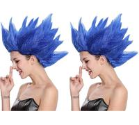 WIG ME UP- 91062-PC3 Peluca Hombres Mujeres Carnaval Halloween Cosplay Loki Flor tulipán Demonio Tempesta Diablo Azul (Paquete de 2)