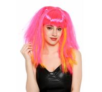 WIG ME UP - 91375-ZAC5+ZA2B Peluca para mujer, damas, para Halloween, cosplay, rosa, amarillo, trenzas, flequillo, liso, largo y voluminoso