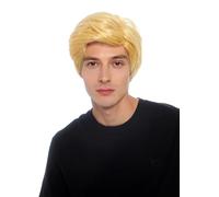 WIG ME UP - 91434-ZA88C Peluca de disfraz para hombre Carnaval Halloween Rubio pajizo raya voluminosa