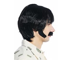 WIG ME UP - 91872-P103 Peluca carnaval Halloween bigote patillas negro retro los años 70 TV cop madero