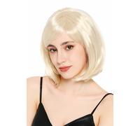 WIG ME UP - 92128-ZA87A Peluca de mujer para disfraz, para Halloween, carnaval, corte bob corto, corte bob largo, raya, recta, rubia clara