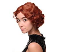 WIG ME UP- A4002-350 Peluca mujer Cosplay calidad corto años 20 Hollywood Diva Swing ondulado rojo cobre oscuro