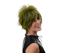 WIG ME UP- BLUE144-T2609 Peluca para mujeres pelo corto erizado mechones salvajes los años 80 wave punk color verde